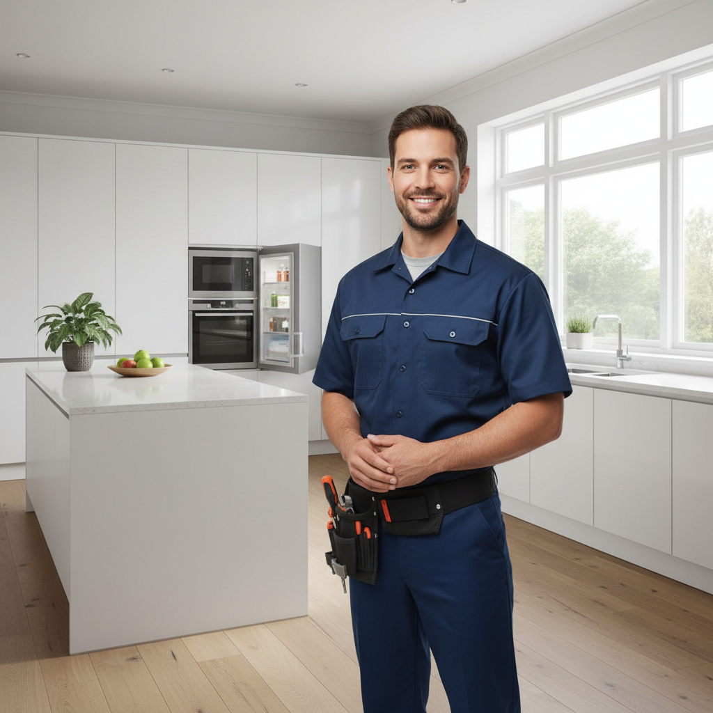 Professional appliance repair technician ready for a local service call
